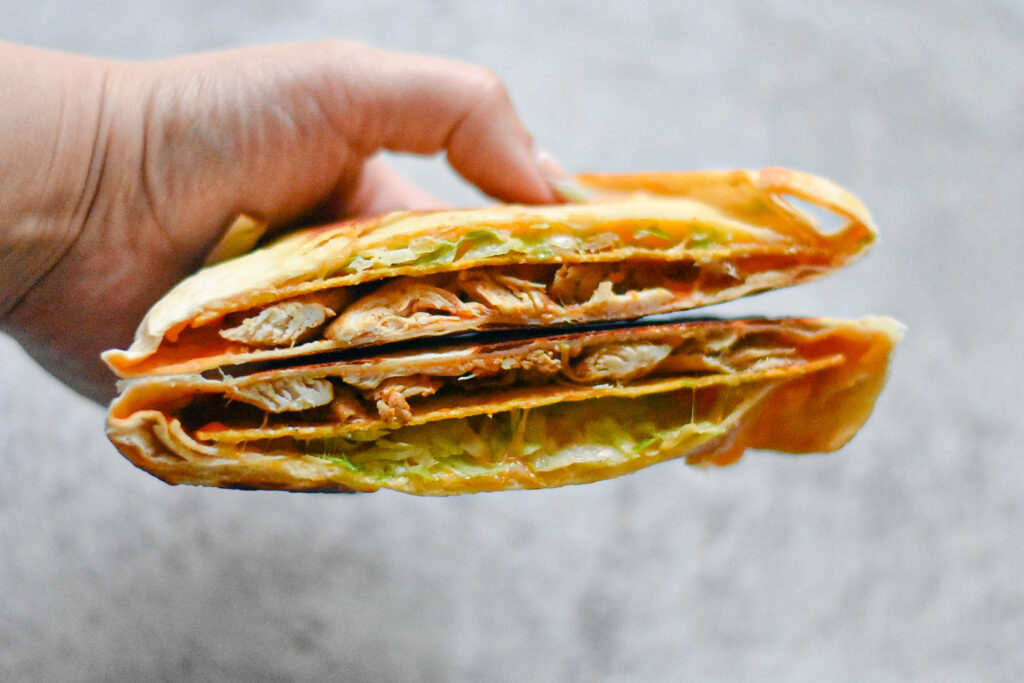 Crunch wrap made with Beano's Roasted Chipotle Sauce
